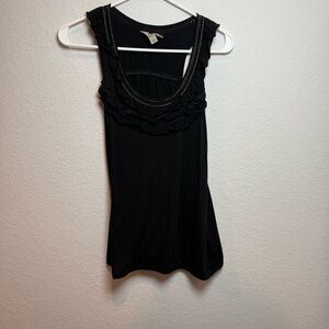 Elegant Black Ruffled Tank Top